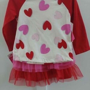 Red and Pink Heart Long Sleeve Top & Tutu Skirt